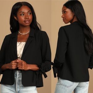Lulus | Tie Society Ruched Drawstring Blazer